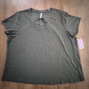 NWT Ebb & Flow Activewear T-Shirt Womens Olive Green Pullover 3X